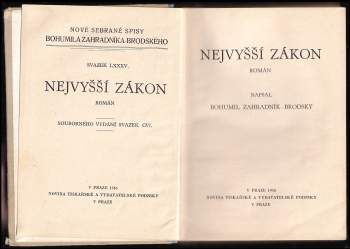 Bohumil Zahradník-Brodský: Nejvyšší zákon