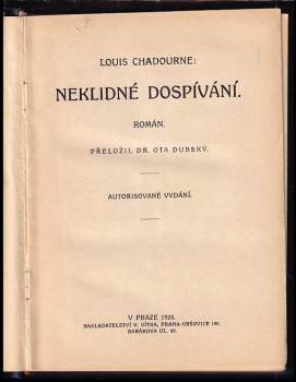 Louis Chadourne: Neklidné dospívání