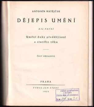 Antonín Matějček: Dějepis umění