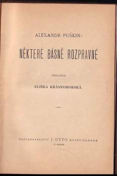 Aleksandr Sergejevič Puškin: Některé básně rozpravné