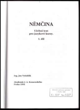 Jan Vošahlík: Němčina
