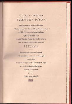 Vladislav Vančura: Nemocná dívka