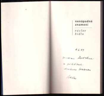 Václav Bidlo: Nenápadné znamení