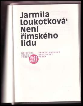 Jarmila Loukotková: Není římského lidu