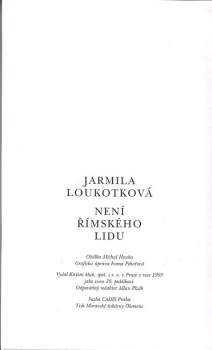 Jarmila Loukotková: Není římského lidu