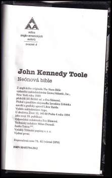 John Kennedy Toole: Neónová bible