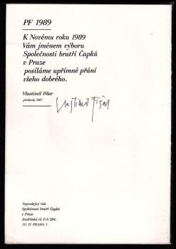 Vlastimil Fišar: Neprodejný tisk - PF 1989 Karel Čapek 1890, 1938, 1988