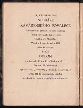 Il'ja Grigor'jevič Èrenburg: Nesnáze kavárenského povaleče