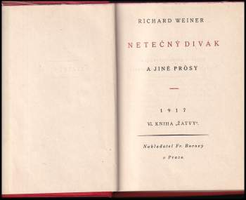 Richard Weiner: Netečný divák a jiné prósy