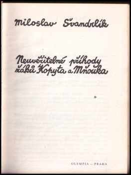 Miloslav Švandrlík: Neuvěřitelné příhody žáků Kopyta a Mňouka