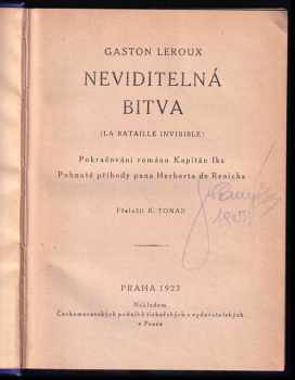 Gaston Leroux: Neviditelná bitva