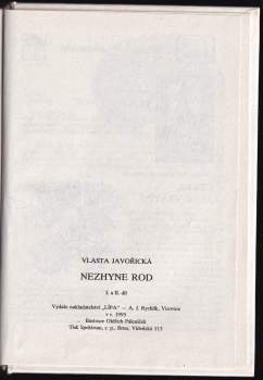 Vlasta Javořická: Nezhyne rod
