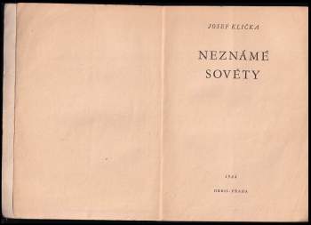 Josef Klička: Neznámé Sověty
