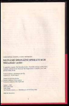 Christopher M Andrew: Neznámé špionážní operace KGB