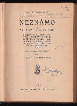 Camille Flammarion: Neznámo a záhady duše lidské