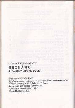 Camille Flammarion: Neznámo a záhady lidské duše