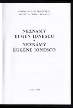Eugen Ionescu: Neznámý Eugen Ionescu