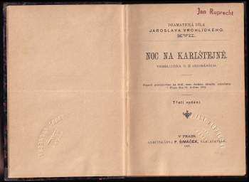 Jaroslav Vrchlický: Noc na Karlštejně