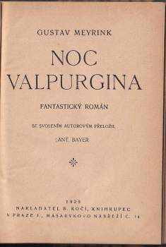 Gustav Meyrink: Noc Valpurgina