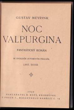 Gustav Meyrink: Noc Valpurgina