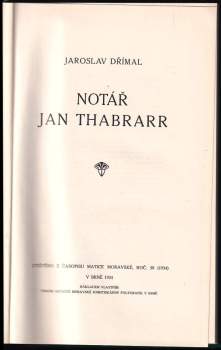 Jaroslav Dřímal: Notář Jan Thabrarr