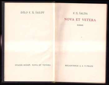 F. X Šalda: Nova et vetera