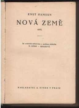 Knut Hamsun: Nová země, 1893