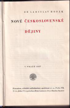 Ladislav Hosák: Nové československé dějiny