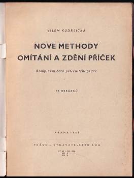 Vilém Kudrlička: Nové methody omítání a zdění příček