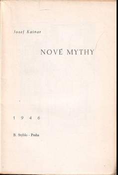 Josef Kainar: Nové mythy