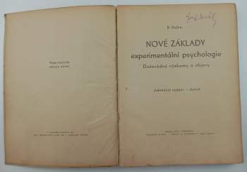 Břetislav Kafka: Nové základy experimentální psychologie