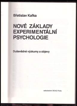 Břetislav Kafka: Nové základy experimentální psychologie