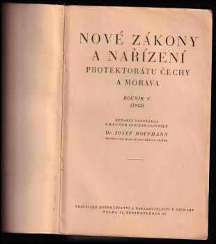 Josef Hoffmann: Nové zákony a nařízení Protektorátu Čechy a Morava - Ročník V.