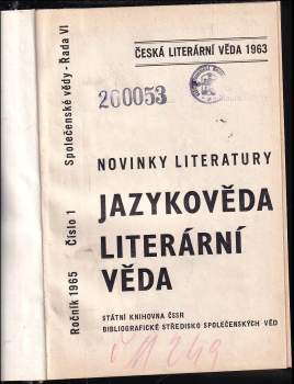 Boris Mědílek: Novinky literatury, Jazykověda litrární vědy, KOMPLETNÍ ROČNÍK 1965, ČÍSLA 1-10
