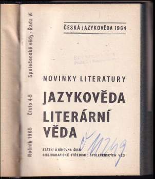 Boris Mědílek: Novinky literatury, Jazykověda litrární vědy, KOMPLETNÍ ROČNÍK 1965, ČÍSLA 1-10