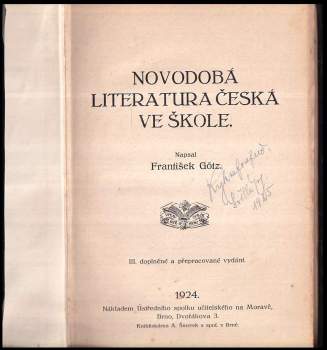 František Götz: Novodobá literatura česká ve škole