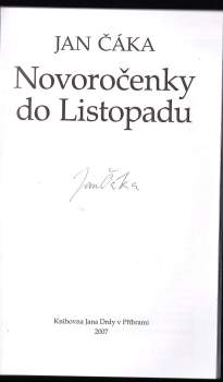 Jan Čáka: Novoročenky do Listopadu