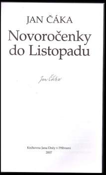 Jan Čáka: Novoročenky do Listopadu