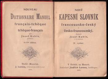Josef Štefan Kubín: Nový kapesní slovník francouzsko-český a česko-francouzský