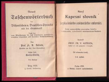 František Václav Autrata: Nový Kapesní slovník jazyka českého a němemeckého s mluvnicí Díl 1 + 2 - SVÁZANÉ V JEDNOM SVAZKU