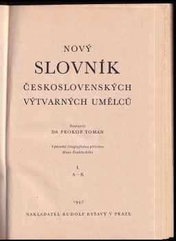 Prokop Toman: Nový slovník československých výtvarných umělců