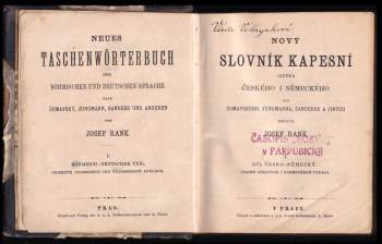 Josef Jungmann: Nový slovník kapesní jazyka českého i německého