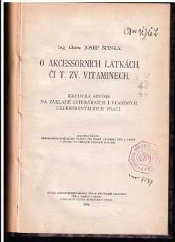 O akcessorních látkách, či t. zv. vitaminech