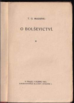 Tomáš Garrigue Masaryk: O bolševictví