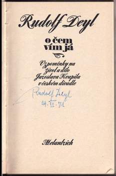 Rudolf Deyl: O čem vím já
