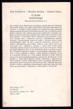 Antonín Tejnor: O české terminologii