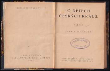 Cyril Merhout: O dětech českých králů