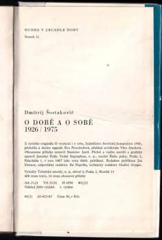 Dmitrij Dmitrijevič Šostakovič: O době a o sobě, 1926/1975