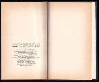 Jean Anthelme Brillat-Savarin: O labužnictví