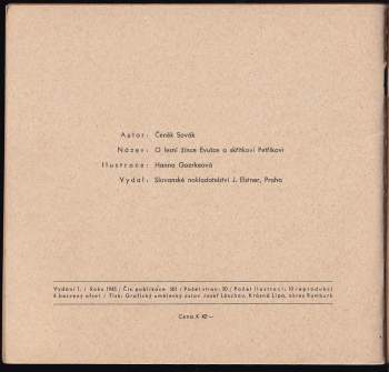 Čeněk Sovák: O lesní žínce Evušce a skřítkovi Petříkovi